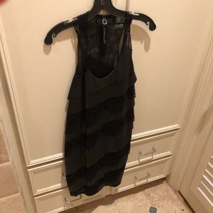 Black leather and lace dress